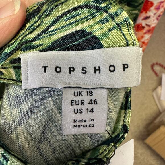 Topshop Psychedelic Satin Slip Midi Sleeveless Open Back Side Slit Womens Dress - Picture 14 of 15